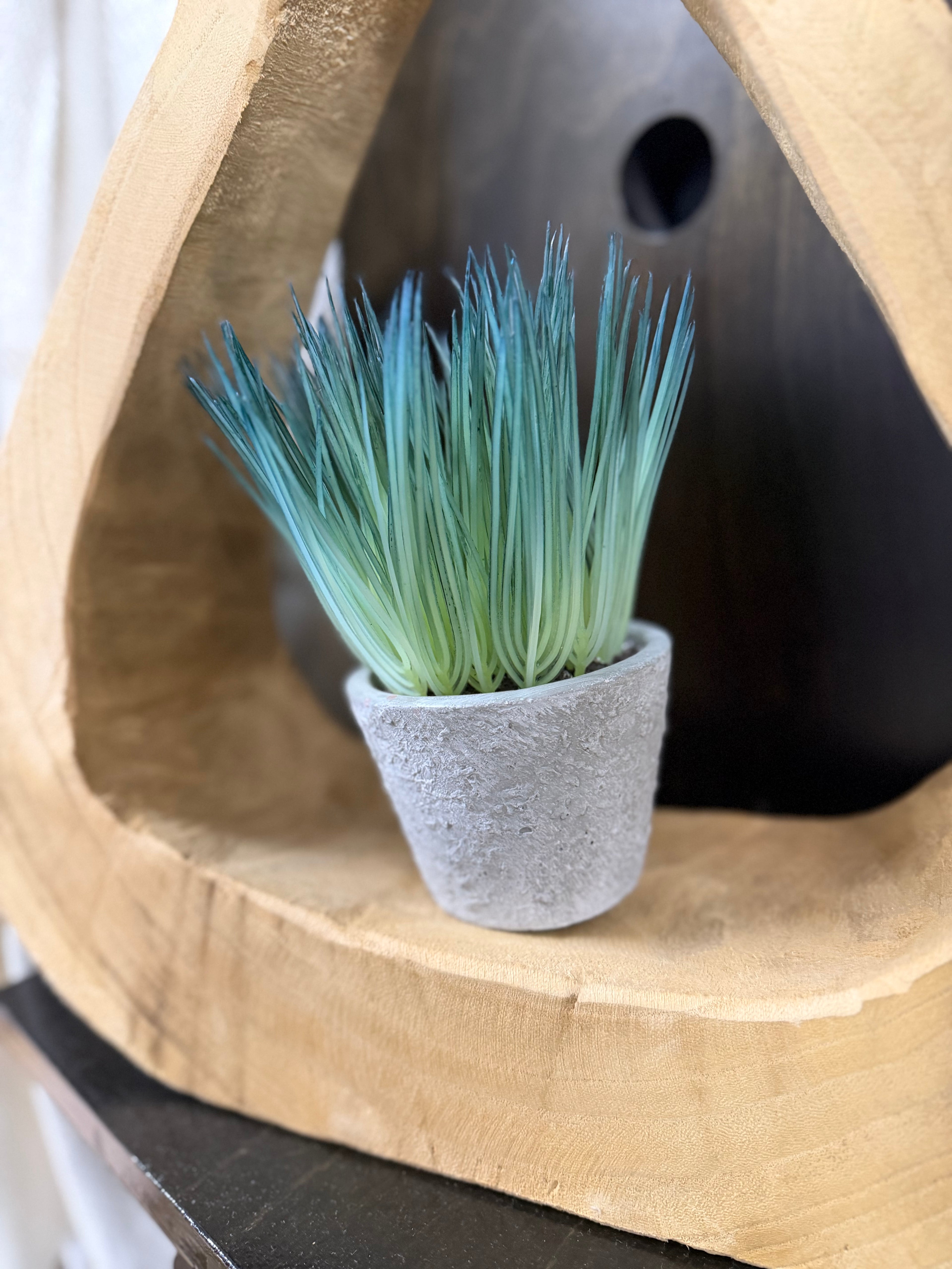 Faux Grass In Stone Pot
